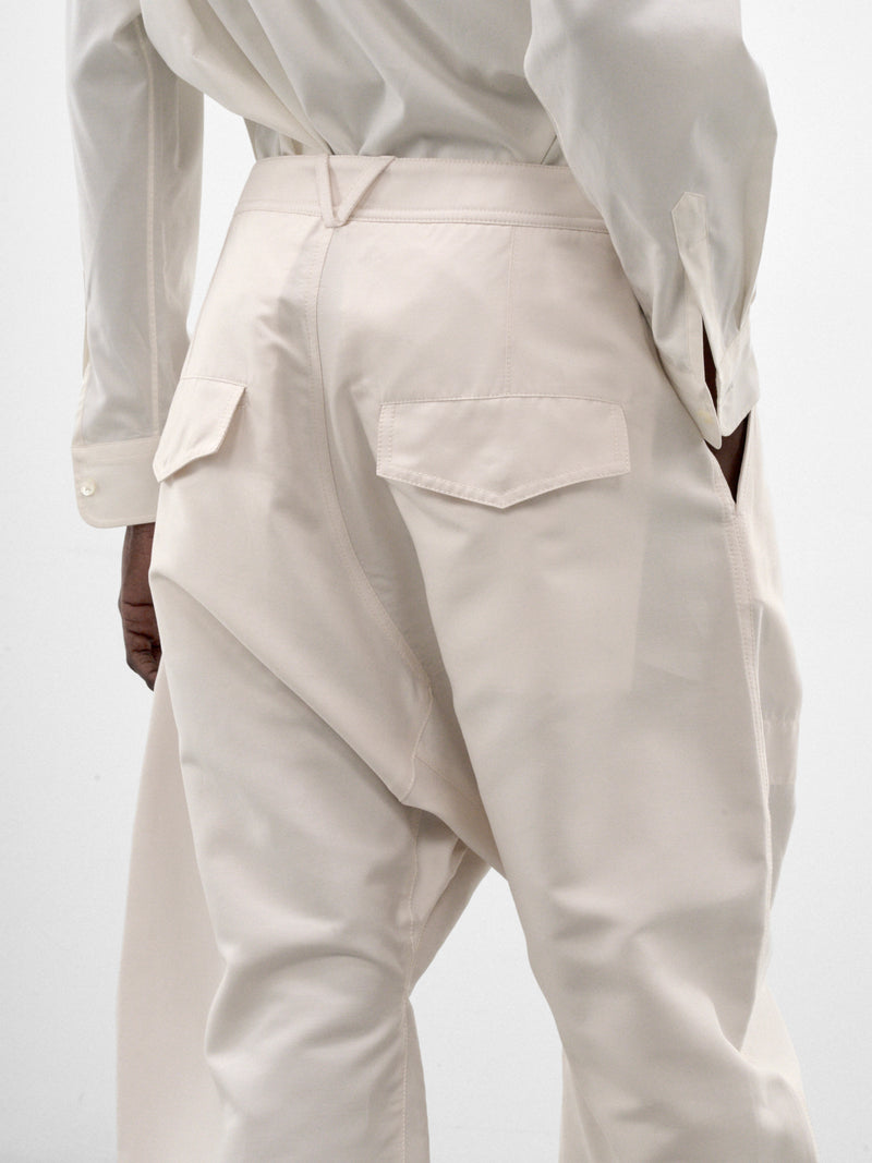 Parchment Cotton-Silk Wide Trousers (871341V6ON0-9107-PARCHMENT)