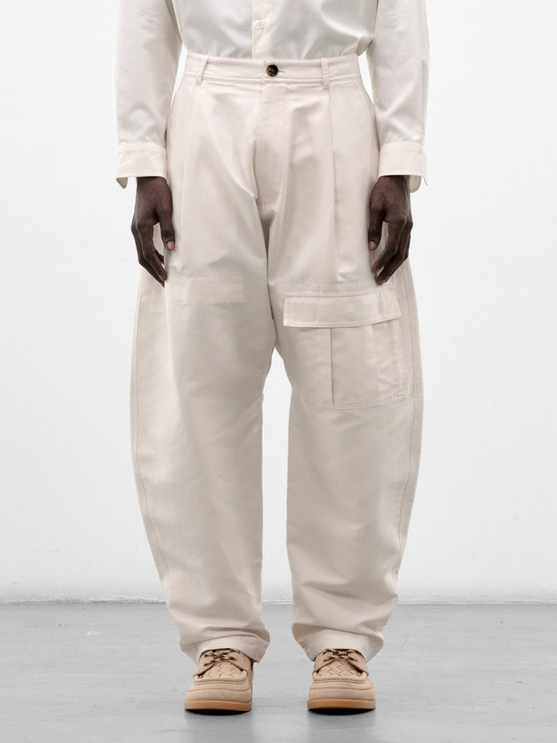 Parchment Cotton-Silk Wide Trousers (871341V6ON0-9107-PARCHMENT)