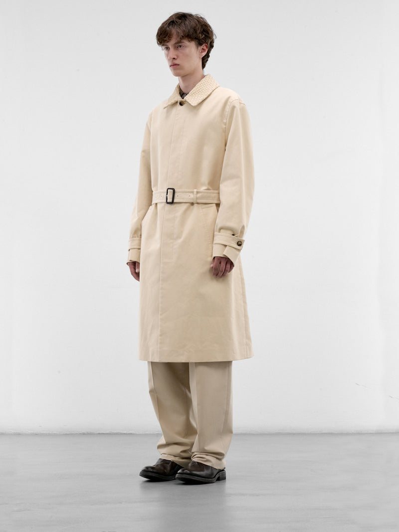 Beige Intrecciato Collar Trench Coat (871561V6OR0-1326-PROSECCO)