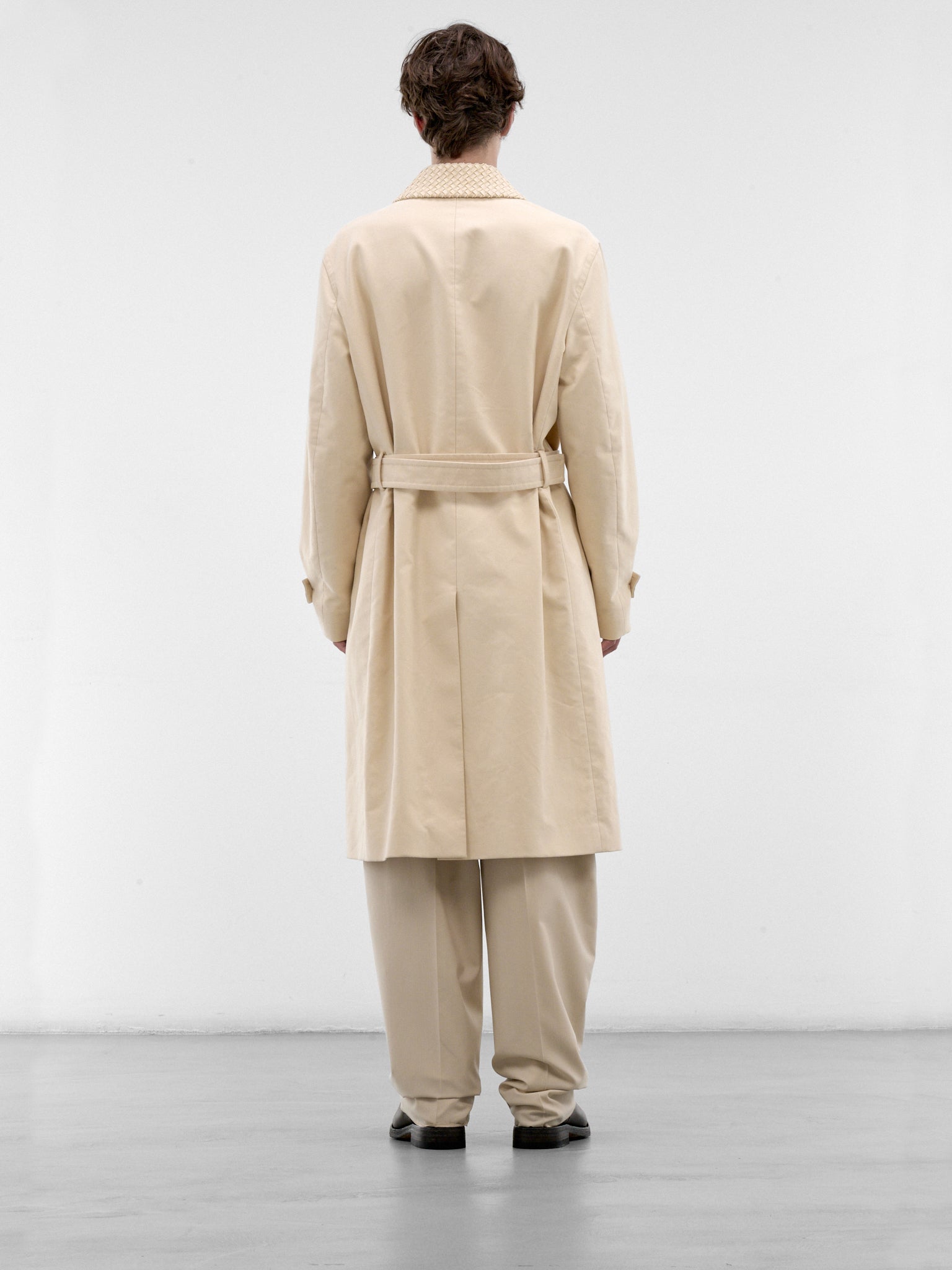 Beige Intrecciato Collar Trench Coat (871561V6OR0-1326-PROSECCO)
