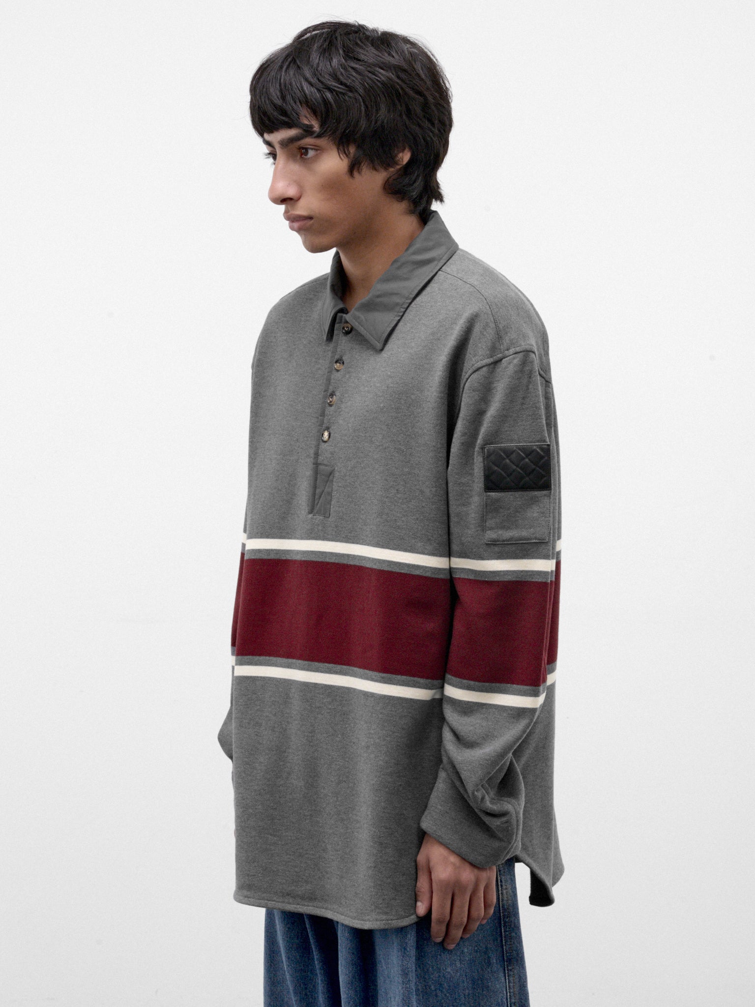 Gray Cotton Striped Polo (871584V6SD0-2649-GREY-BEIGE-BA)