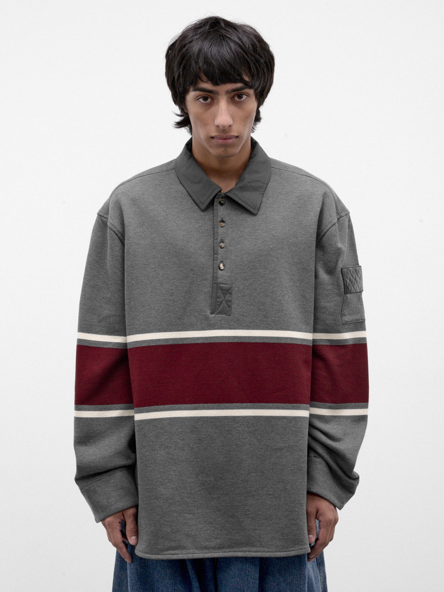 Gray Cotton Striped Polo (871584V6SD0-2649-GREY-BEIGE-BA)