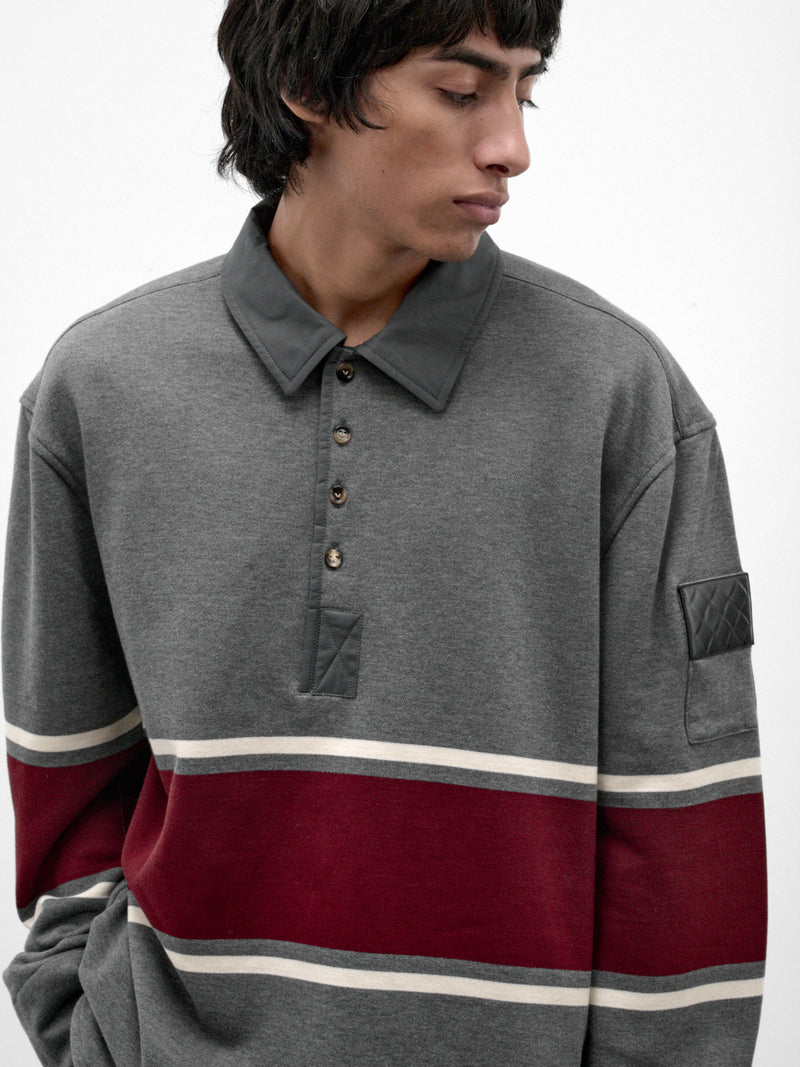Gray Cotton Striped Polo (871584V6SD0-2649-GREY-BEIGE-BA)