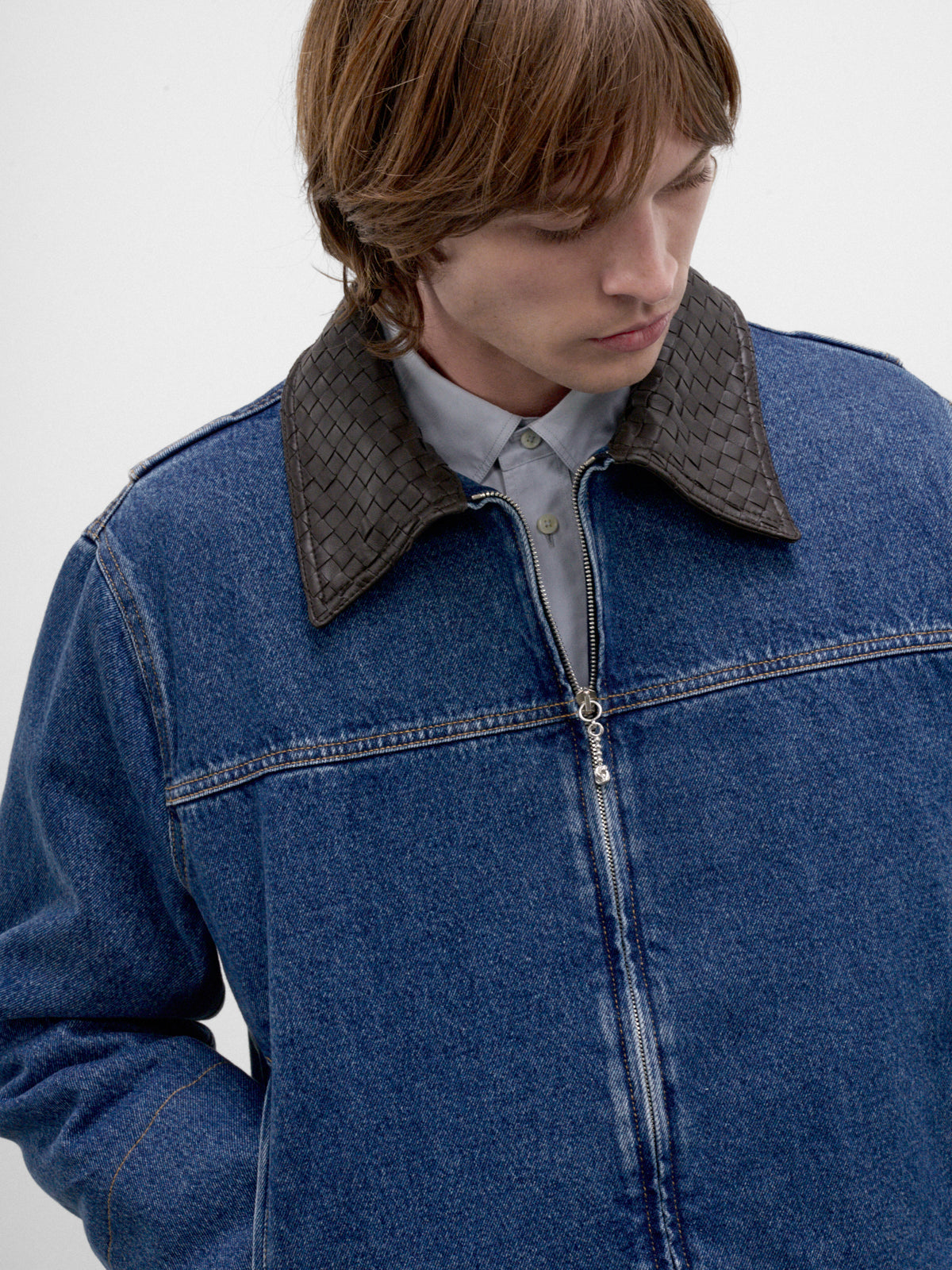 Blue Cotton Denim Work Jacket (873081V69P0-4300-MID-BLUE)
