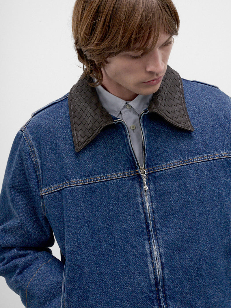 Blue Cotton Denim Work Jacket (873081V69P0-4300-MID-BLUE)