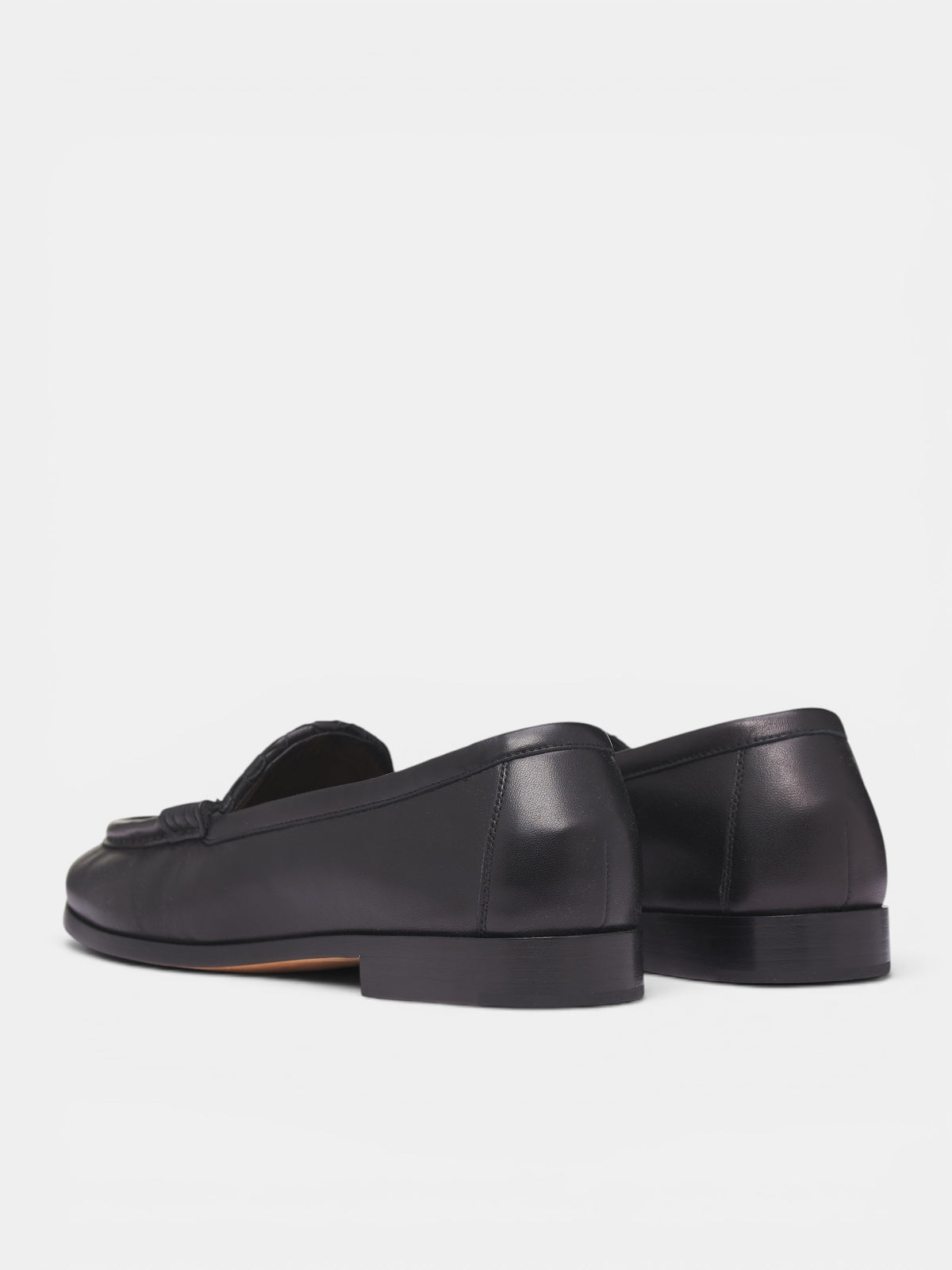 Black Leather Intrecciato Loafers (876082VBSDO-1000-BLACK)