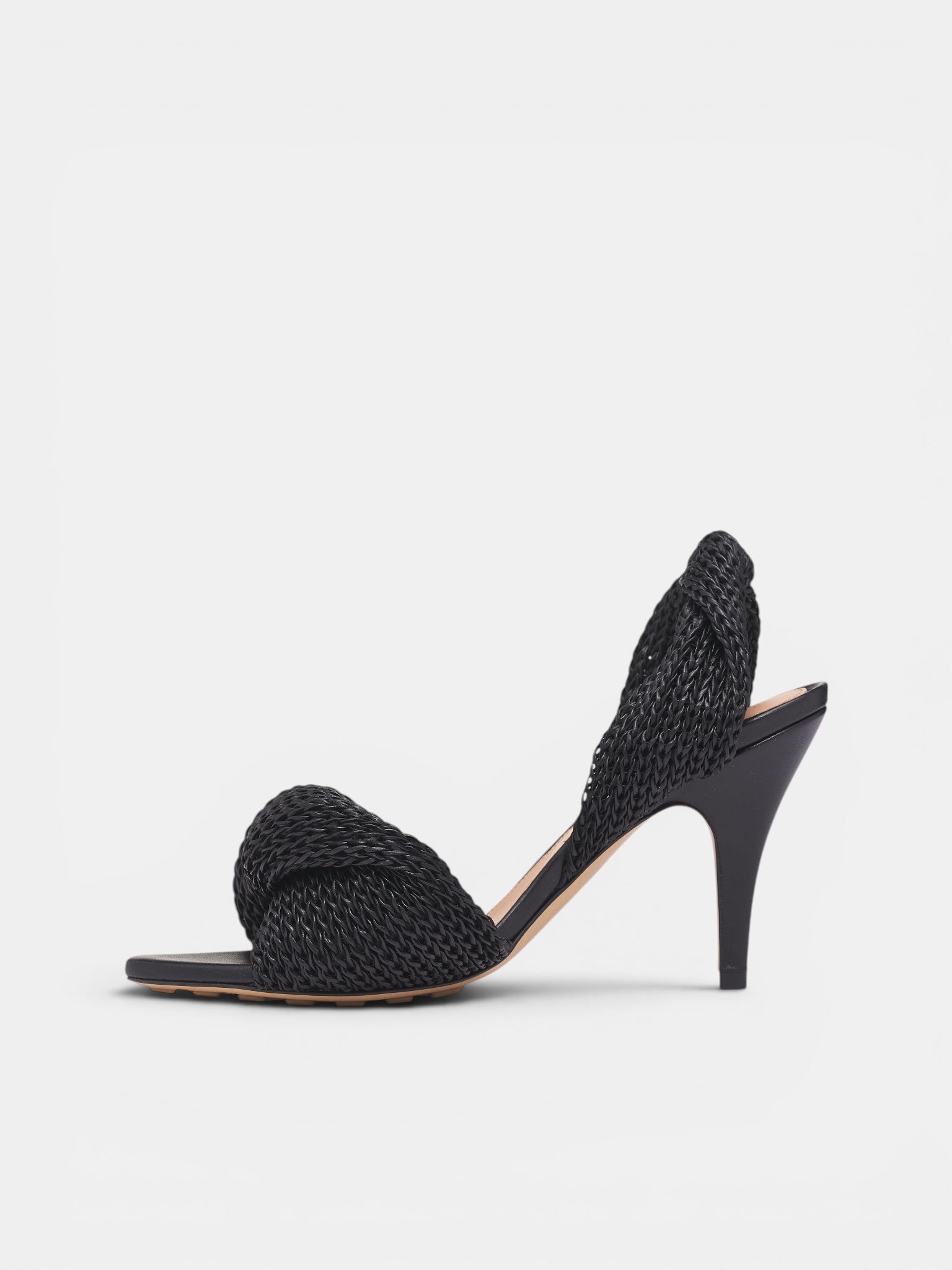 Black Leather Grace Slingback Sandals (876208V6IS0-1000-BLACK)