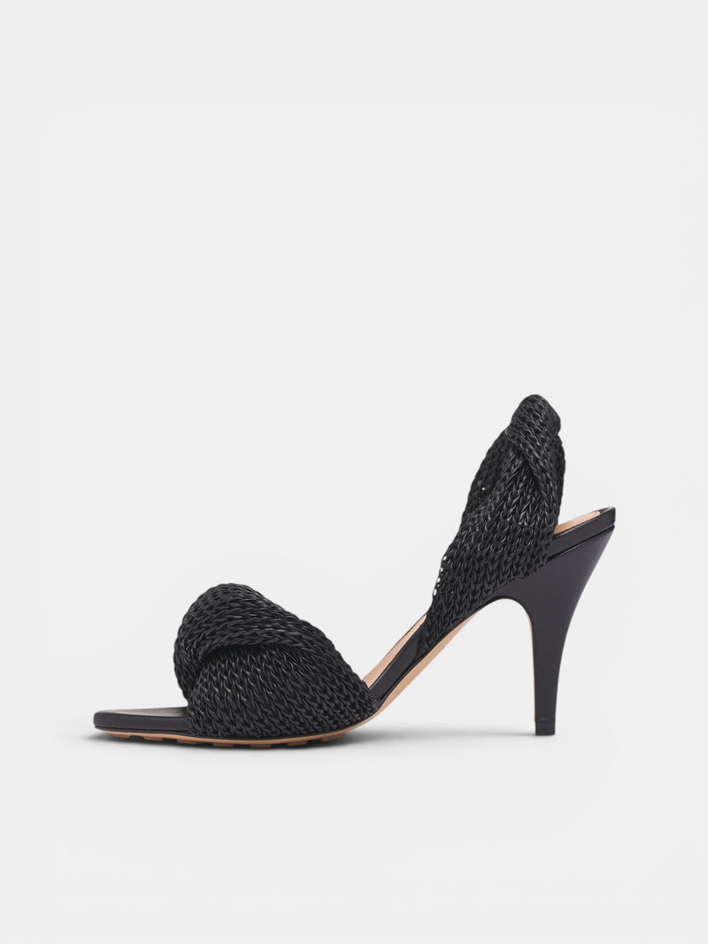 Black Leather Grace Slingback Sandals (876208V6IS0-1000-BLACK)