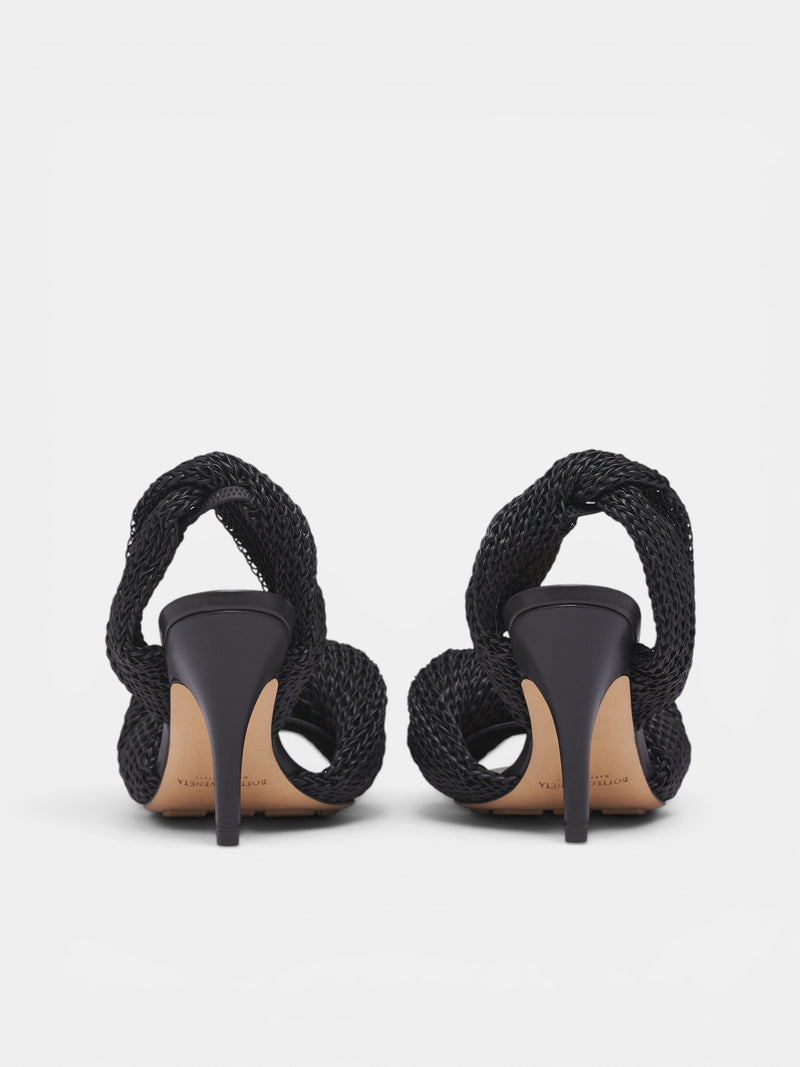 Black Leather Grace Slingback Sandals (876208V6IS0-1000-BLACK)