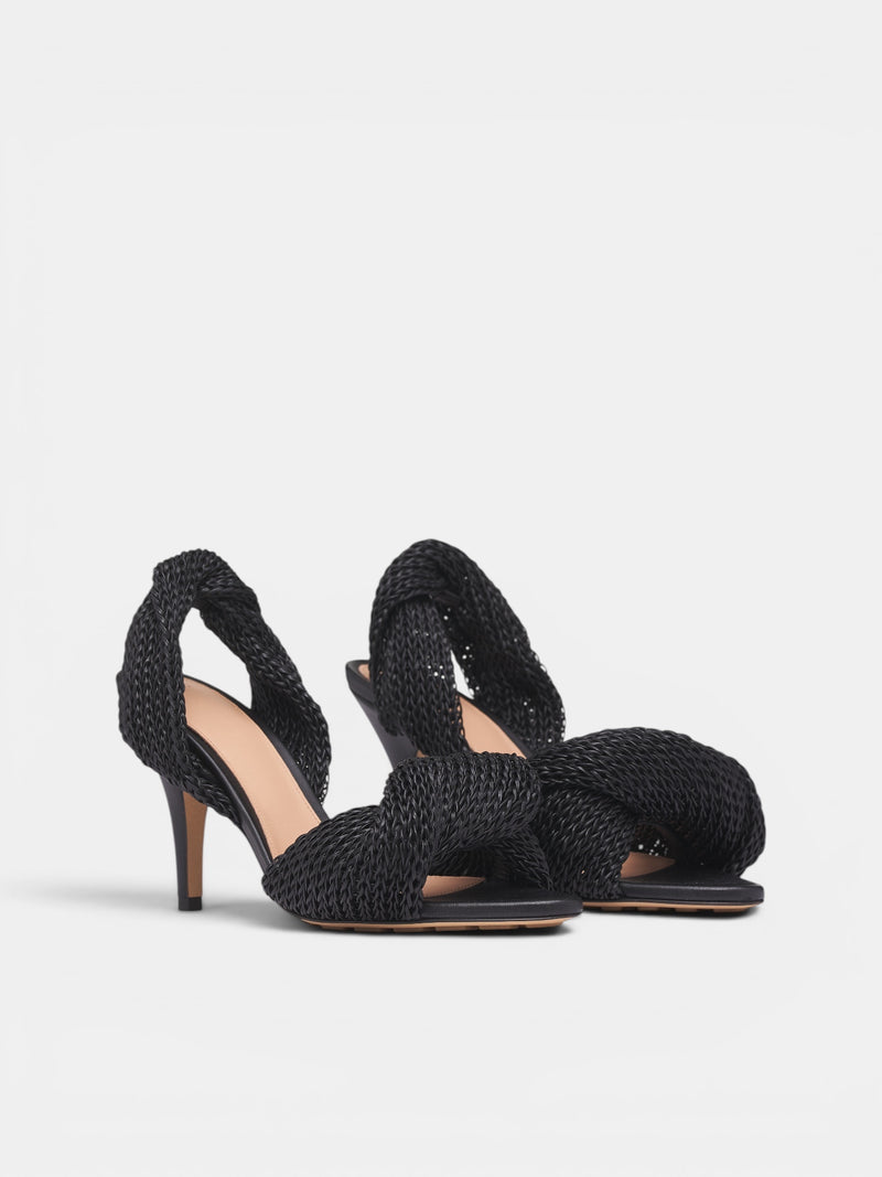 Black Leather Grace Slingback Sandals (876208V6IS0-1000-BLACK)