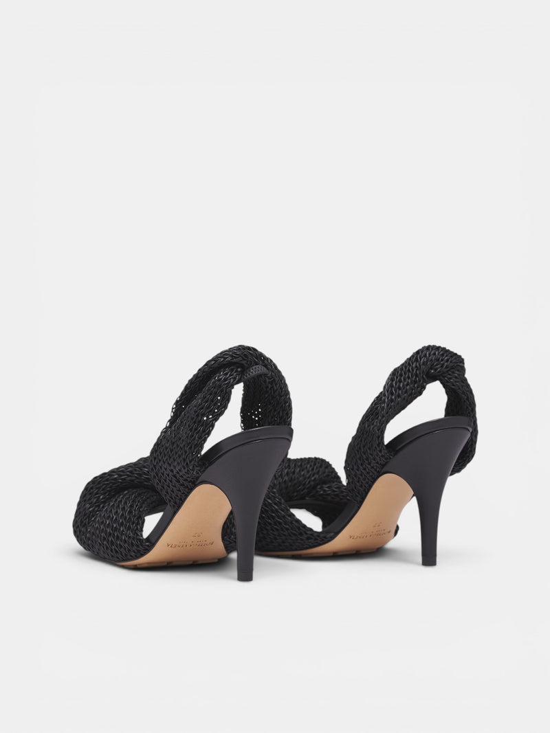 Black Leather Grace Slingback Sandals (876208V6IS0-1000-BLACK)