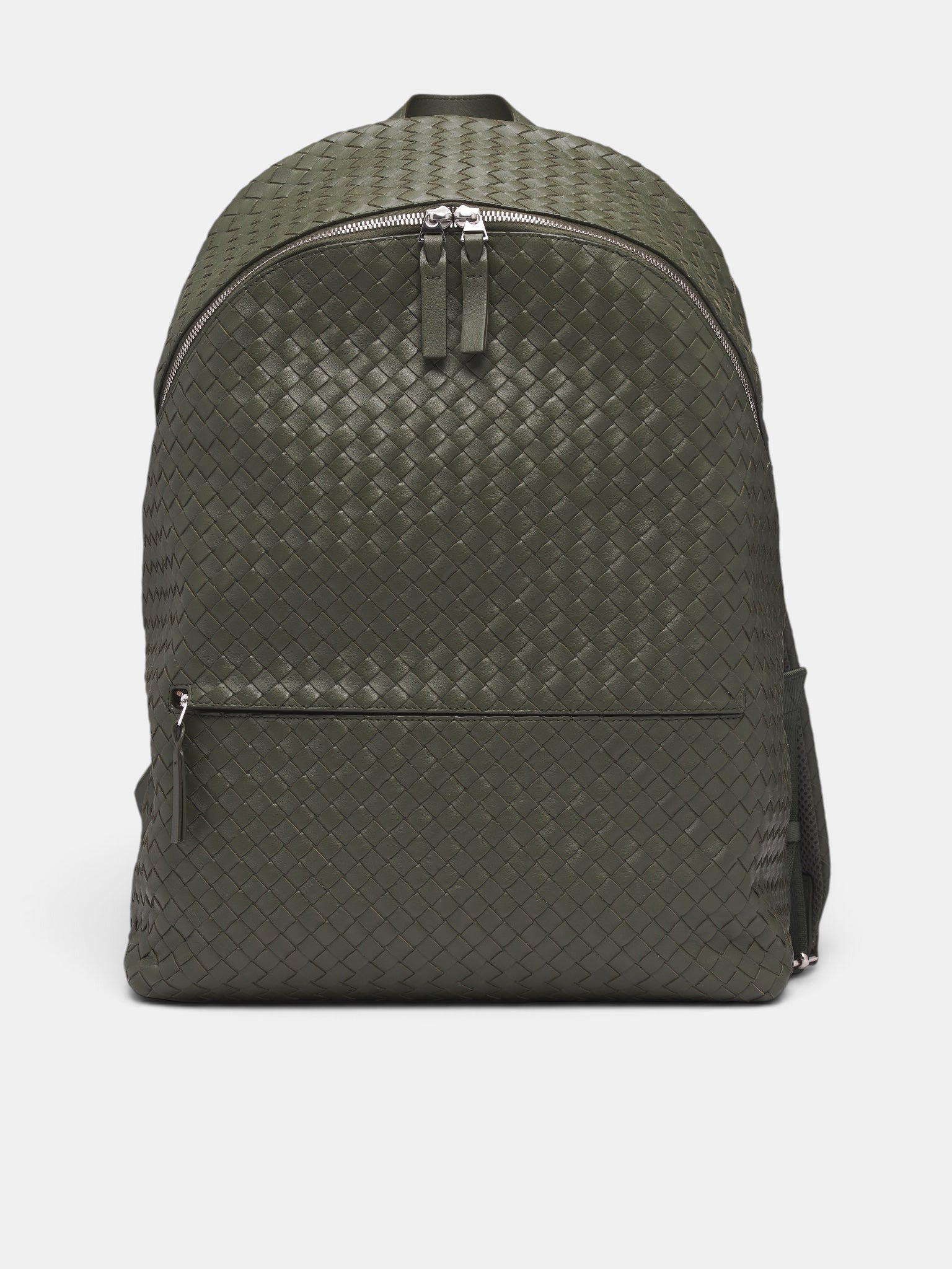 Green Leather Intrecciato 1975 Backpack (876359V4RT3-3815-BARK-GREEN)