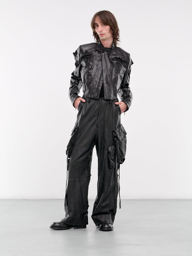 Lamb Leather Cargo Pants (879PAM7-BLACK)