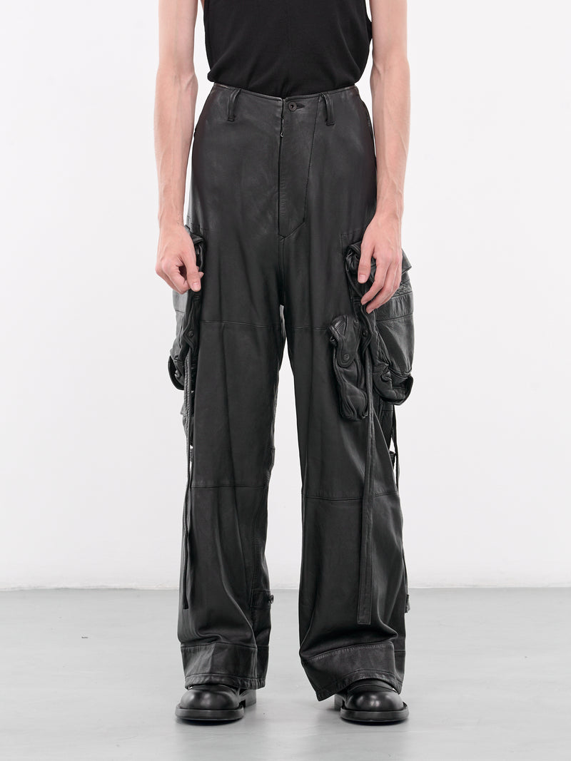 Lamb Leather Cargo Pants (879PAM7-BLACK)
