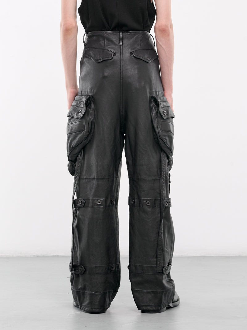 Lamb Leather Cargo Pants (879PAM7-BLACK)