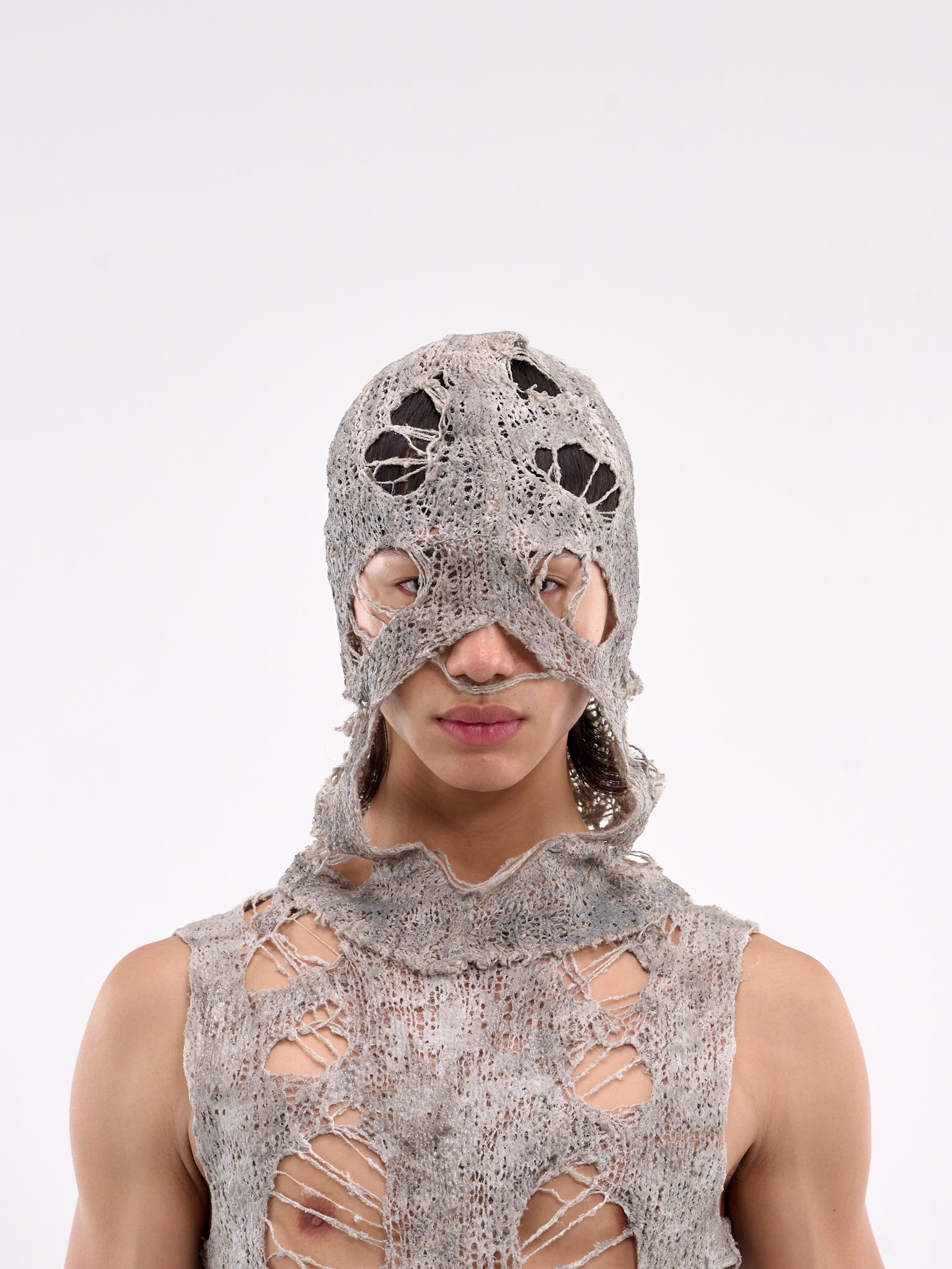 Distressed Knit Balaclava (897ACU8-LIGHT-GREY)