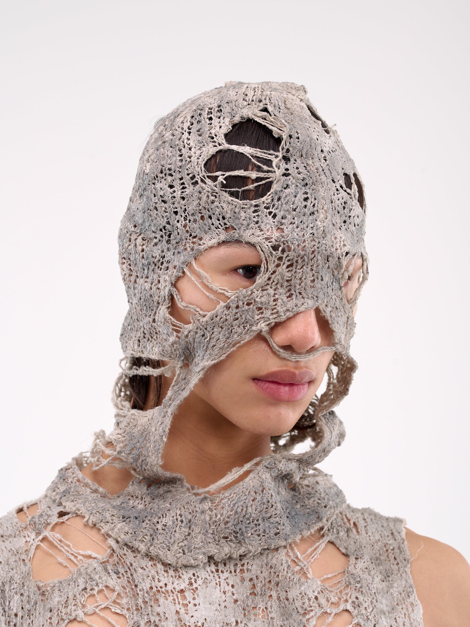 Distressed Knit Balaclava (897ACU8-LIGHT-GREY)