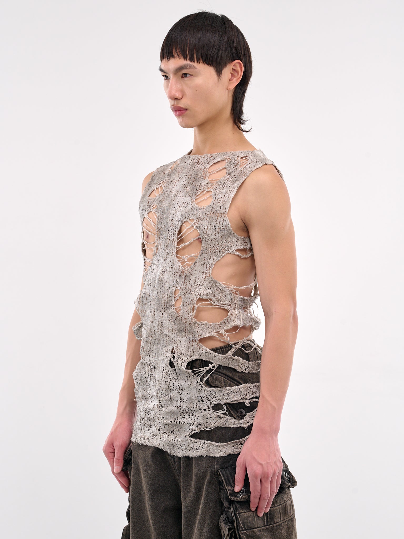 Distressed Knit Tank (897KNM1-LIGHT-GREY)