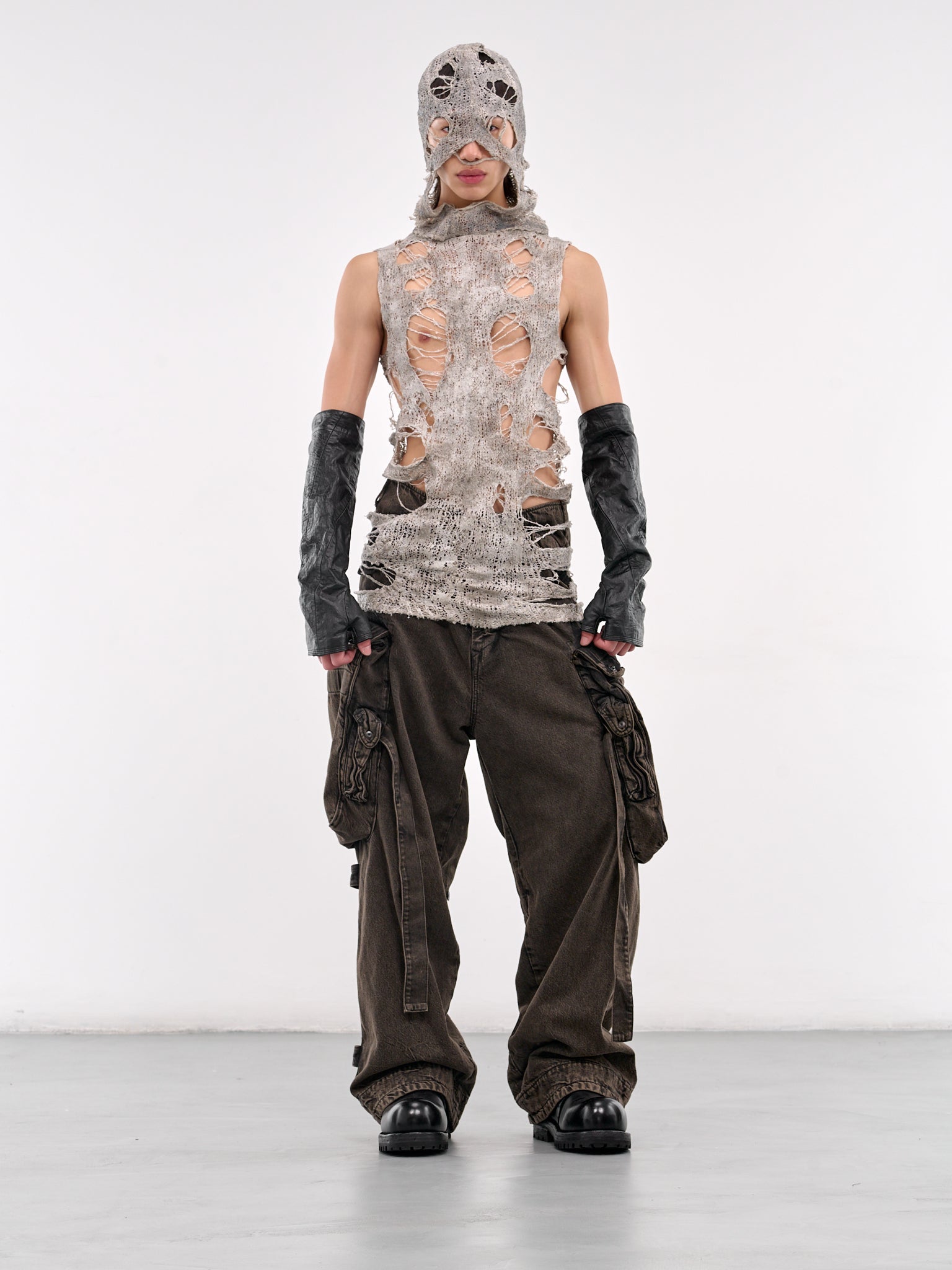 Distressed Knit Tank (897KNM1-LIGHT-GREY)