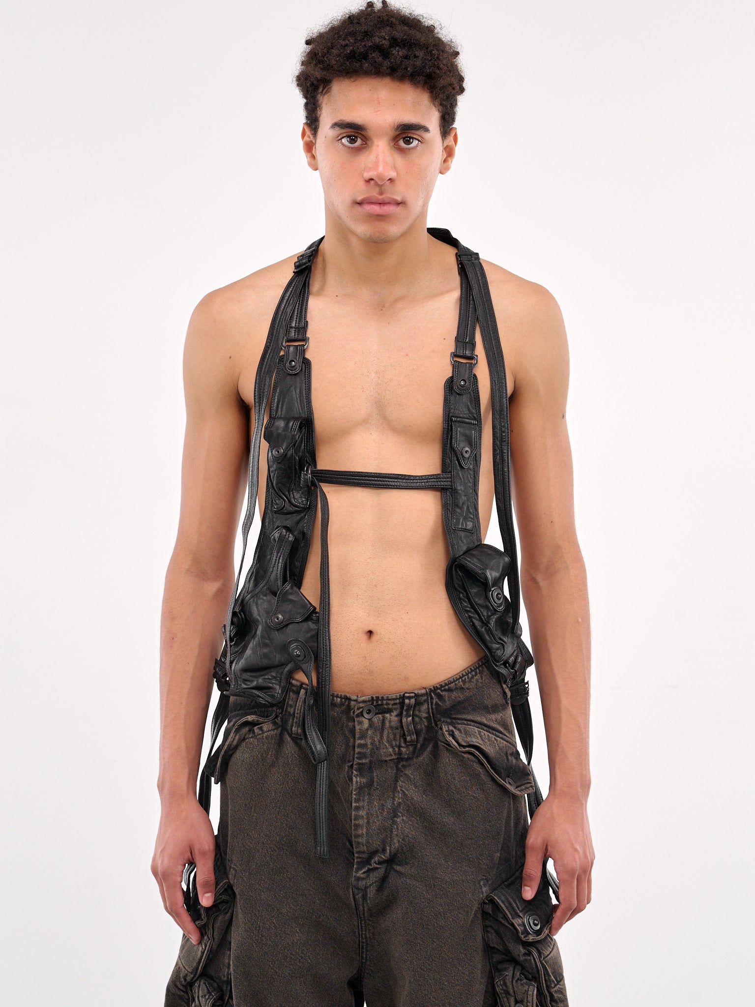 Leather Vest (897VEM2-BLACK)