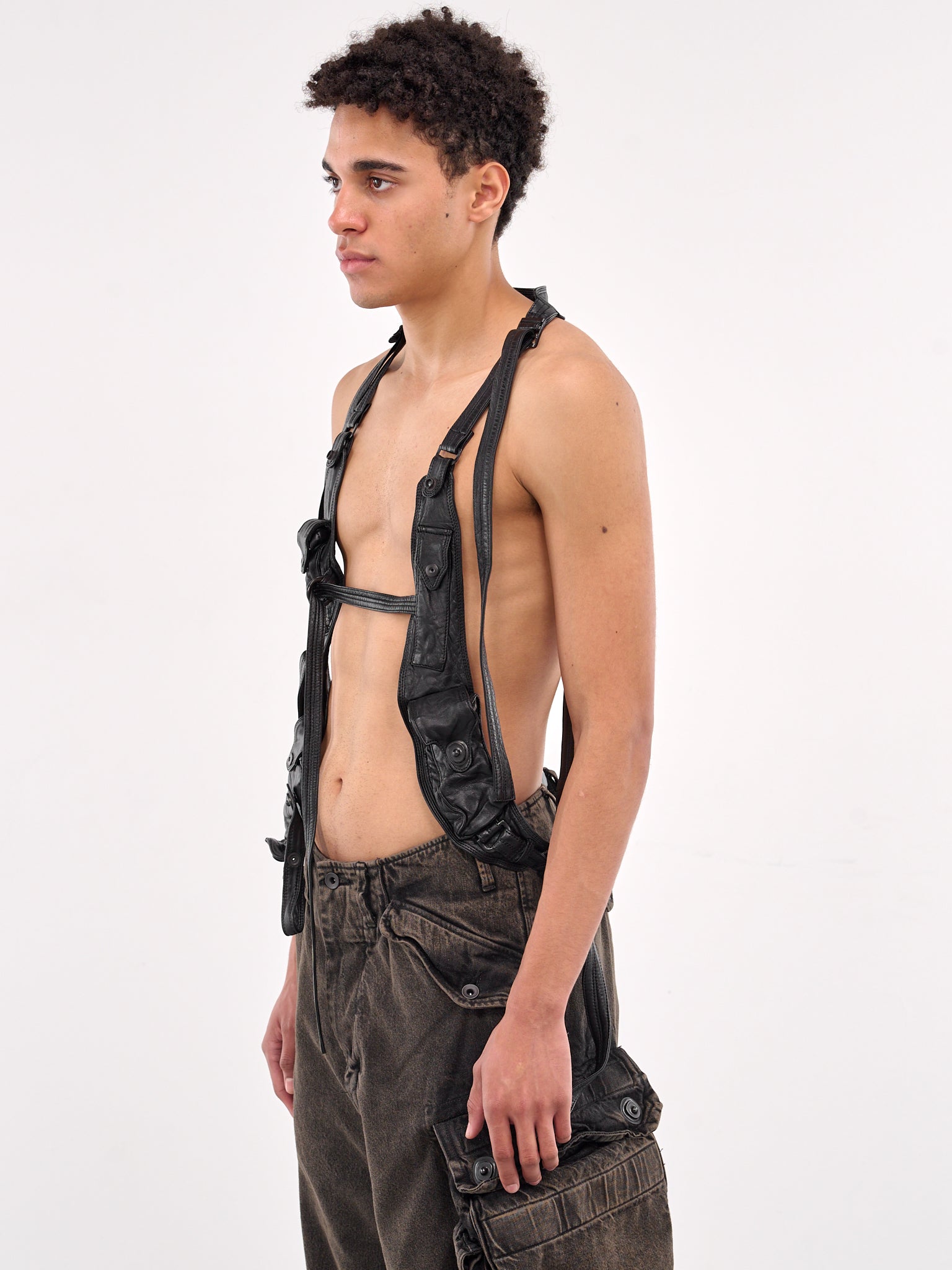 Leather Vest (897VEM2-BLACK)