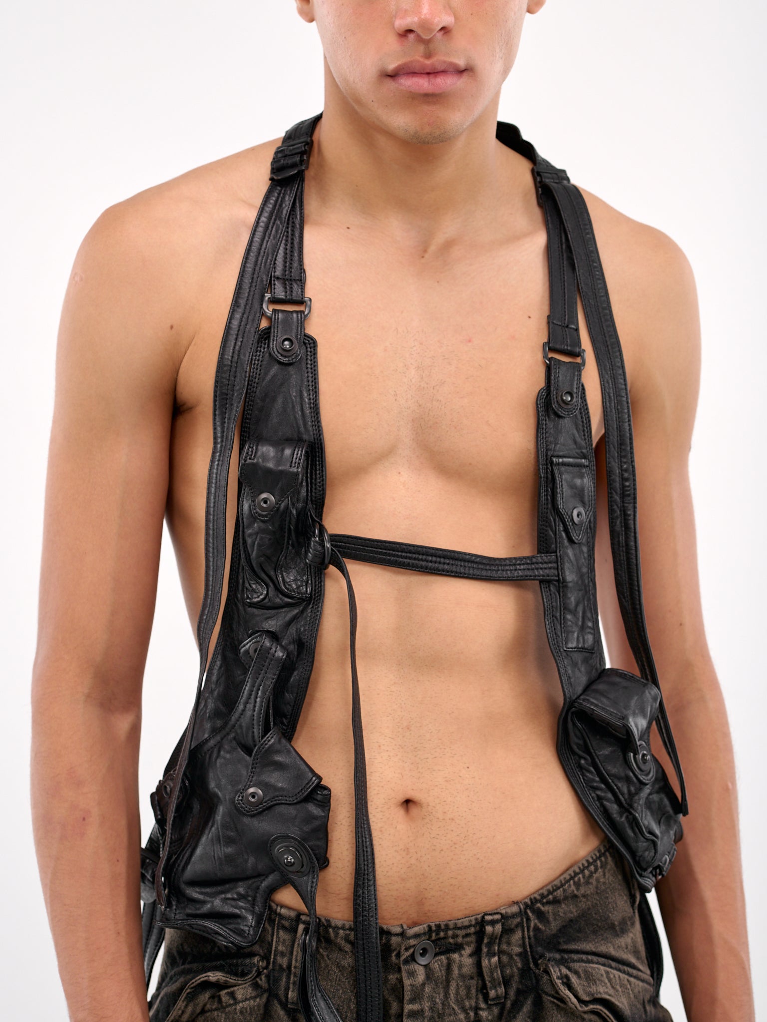 Leather Vest (897VEM2-BLACK)