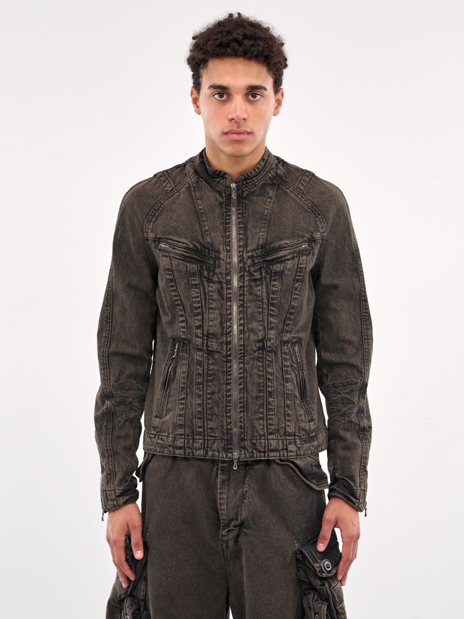 Zip-Up Denim Jacket (899BLM2-GR-CHARCOAL)