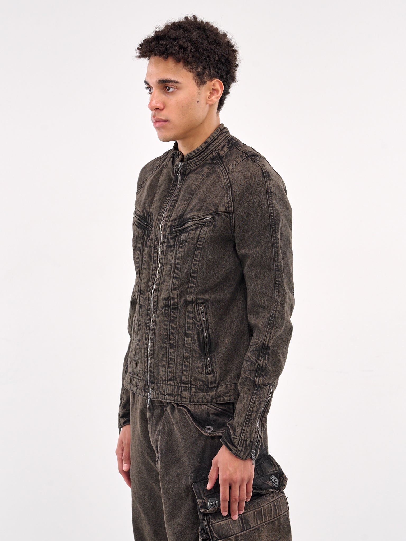 Zip-Up Denim Jacket (899BLM2-GR-CHARCOAL)