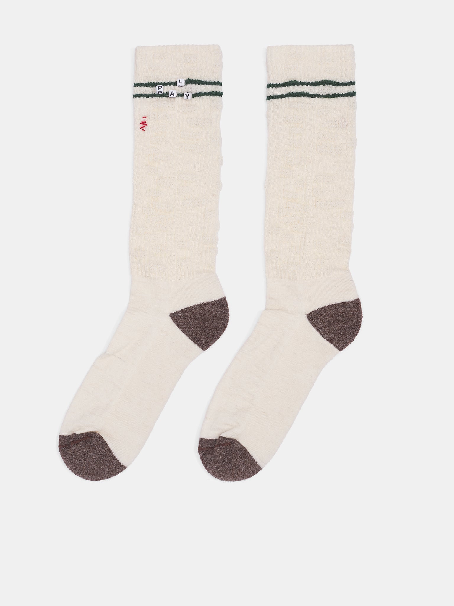 Cream Striped Alpaca Knit Socks (8U0011Q3009CRM-CREAM)