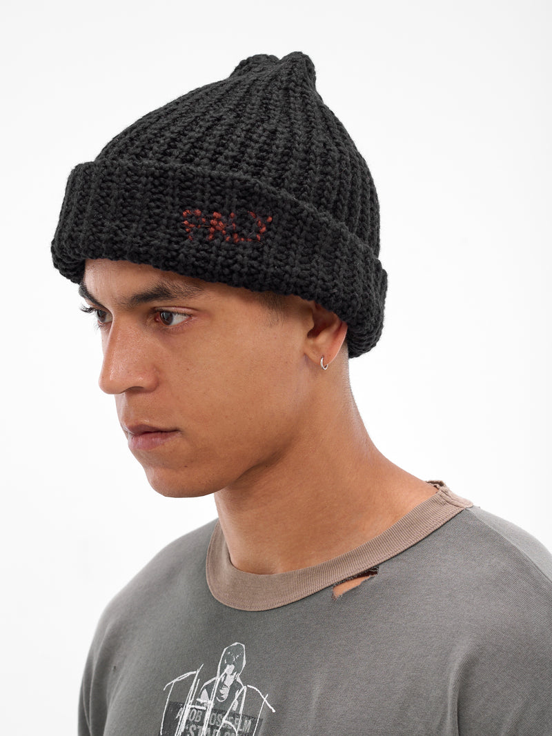 Black Hand-Knit Beanie (8U0014Q3009BLK-BLACK)