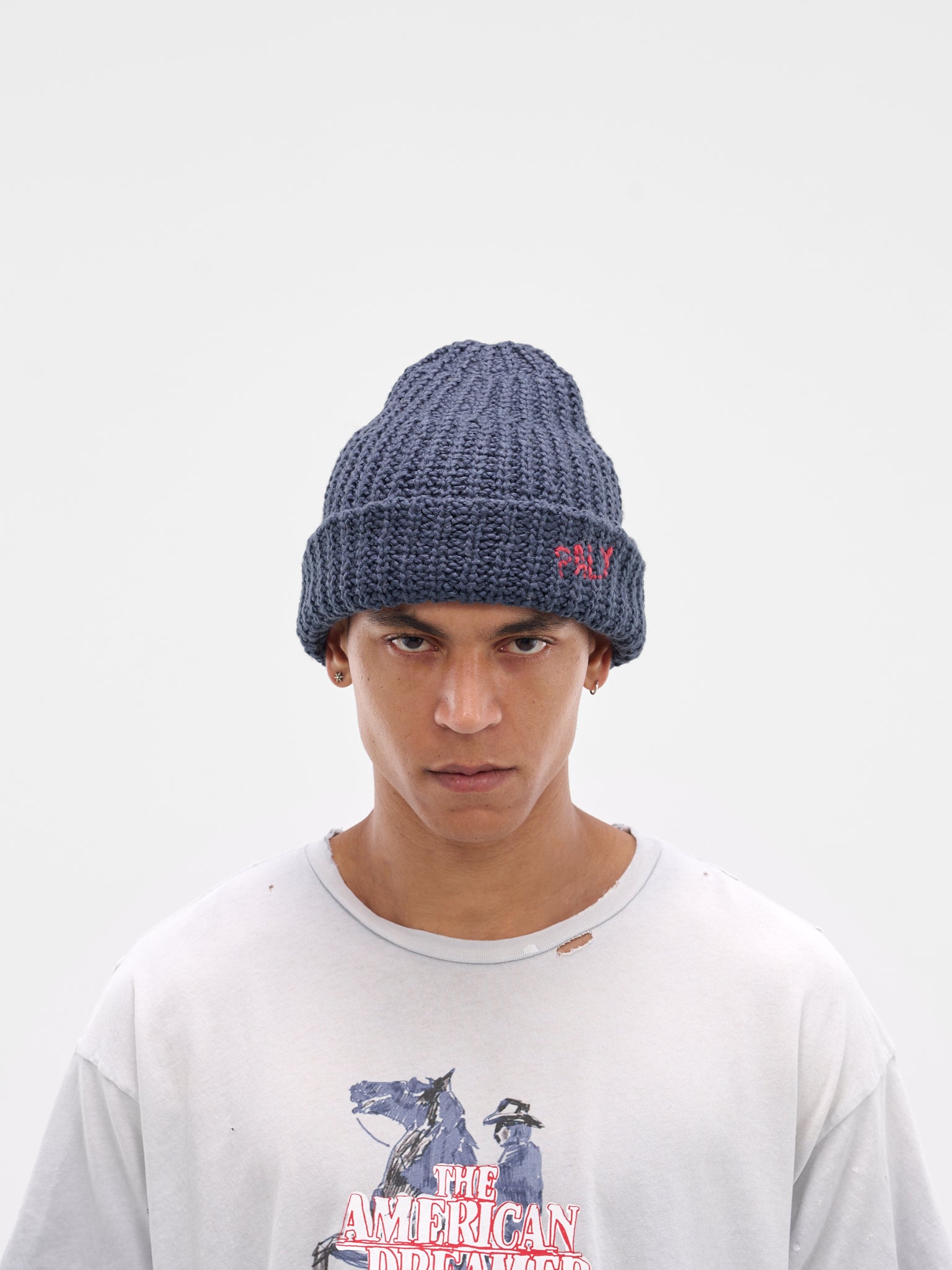 Navy Hand-Knit Beanie (8U007Q3009NVY-NAVY)