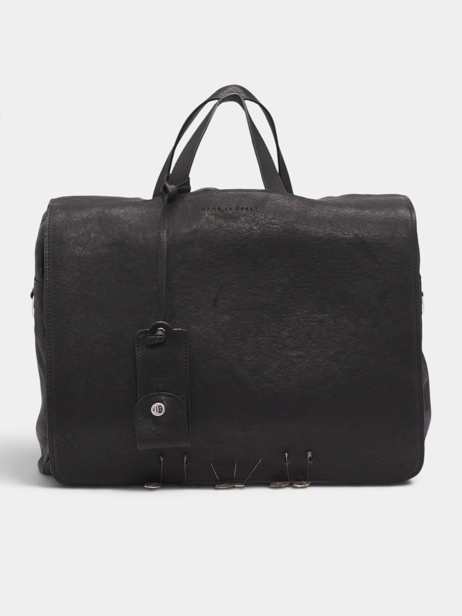 Black Leather Messenger Bag (8U012Q3018BLK-BLACK)