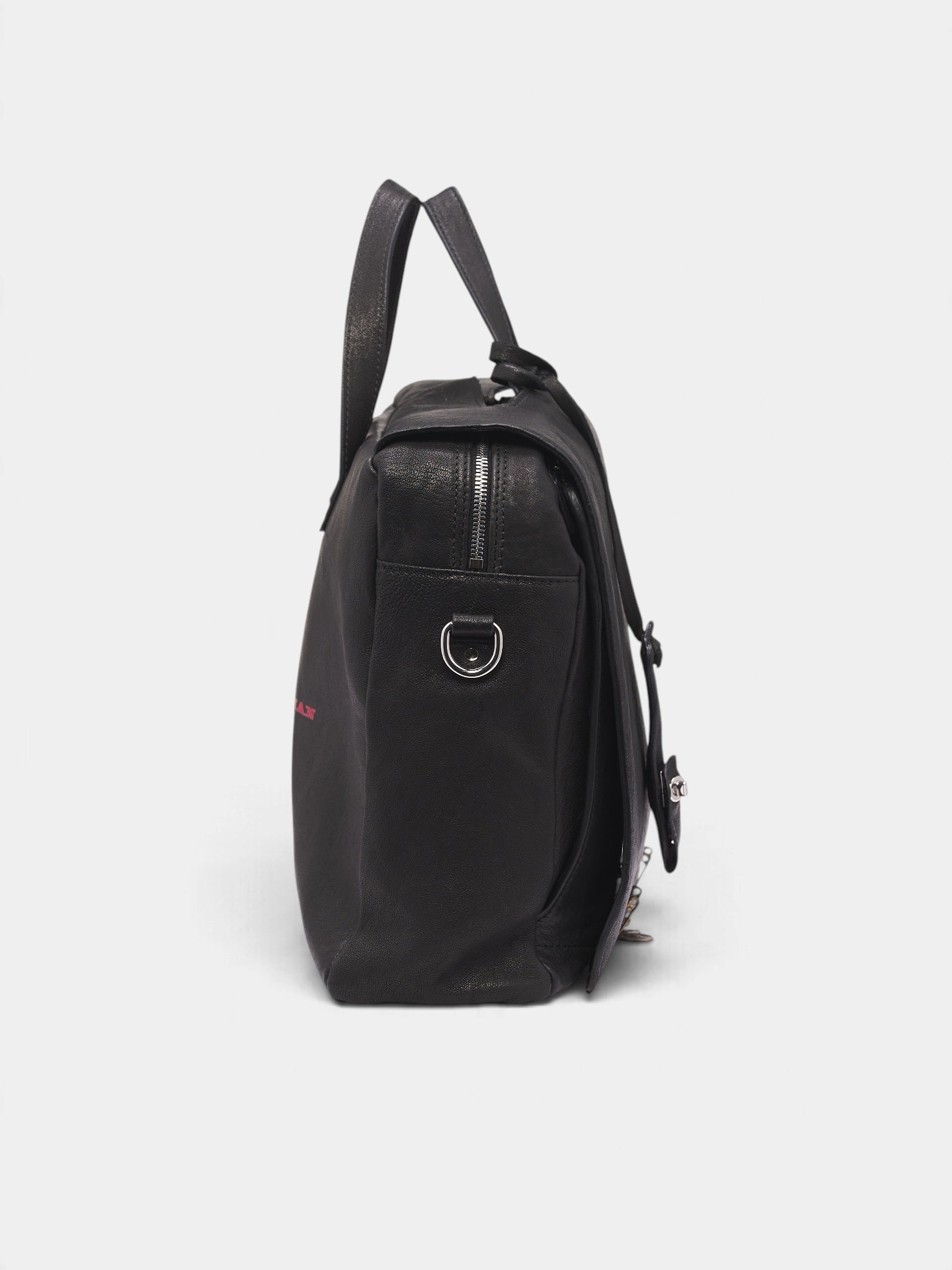 Black Leather Messenger Bag (8U012Q3018BLK-BLACK)