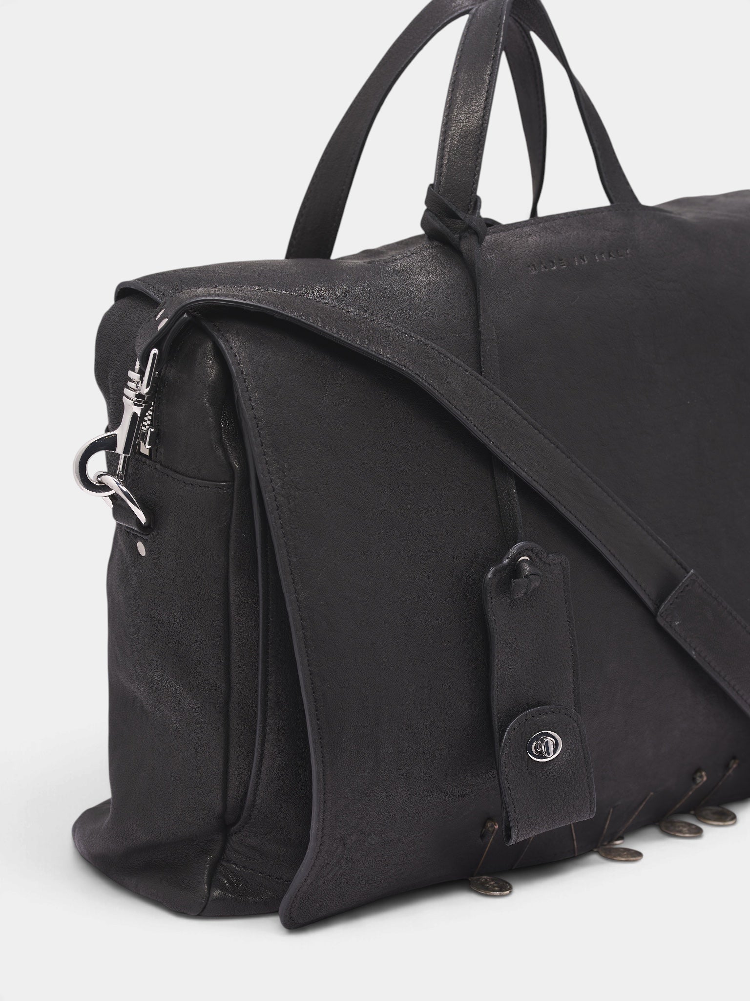 Black Leather Messenger Bag (8U012Q3018BLK-BLACK)