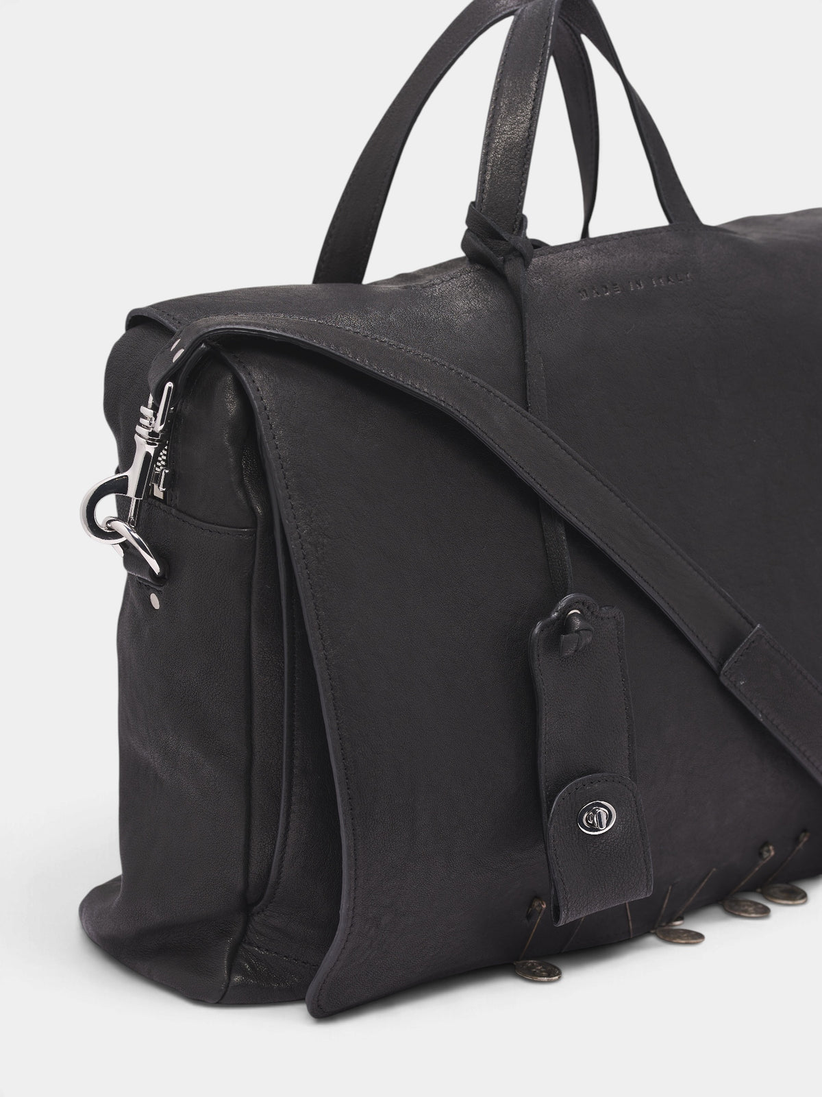 Black Leather Messenger Bag (8U012Q3018BLK-BLACK)