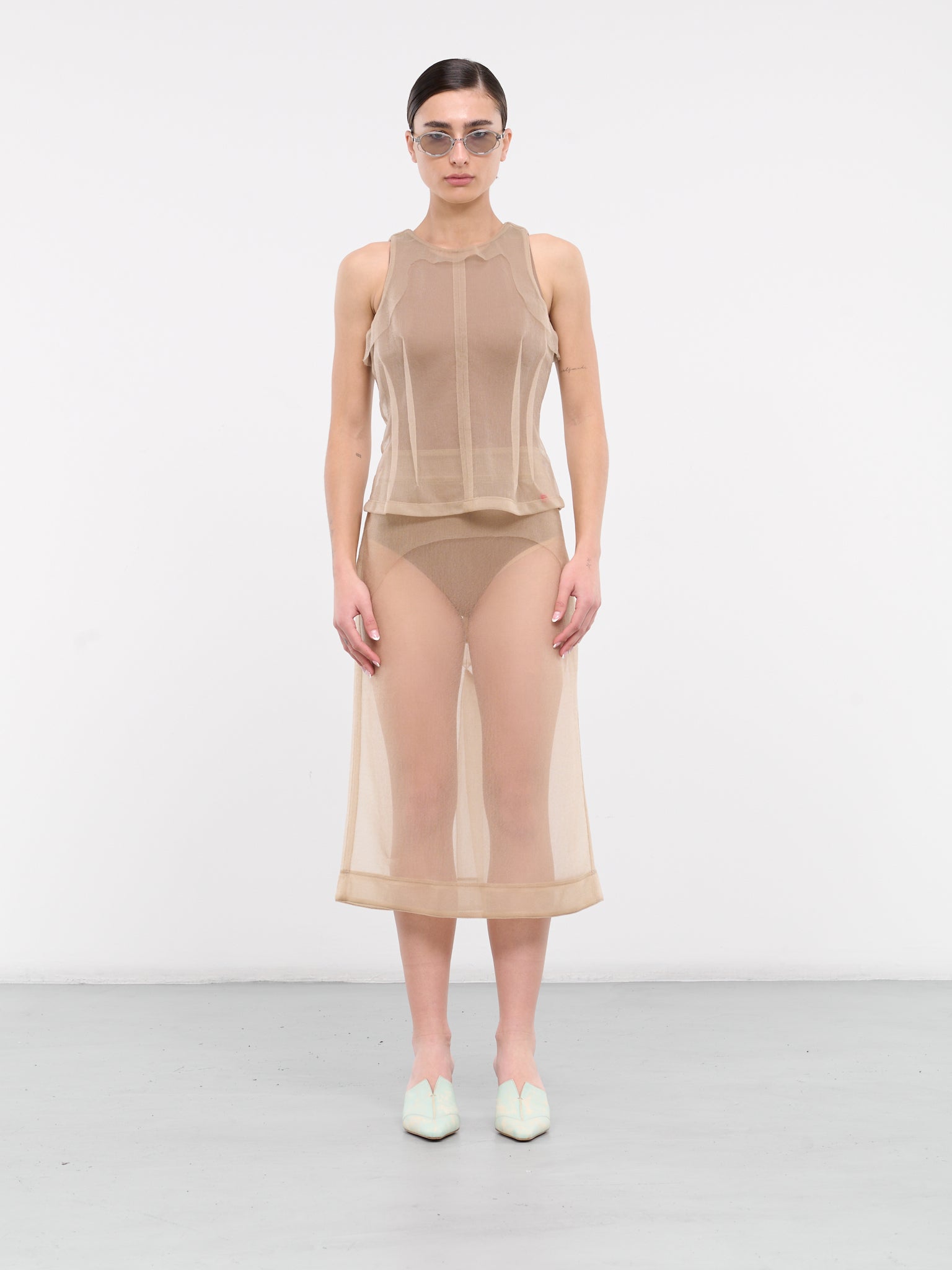 Sheer Nylon Skirt (9026-EL-CHAMPAGNE)