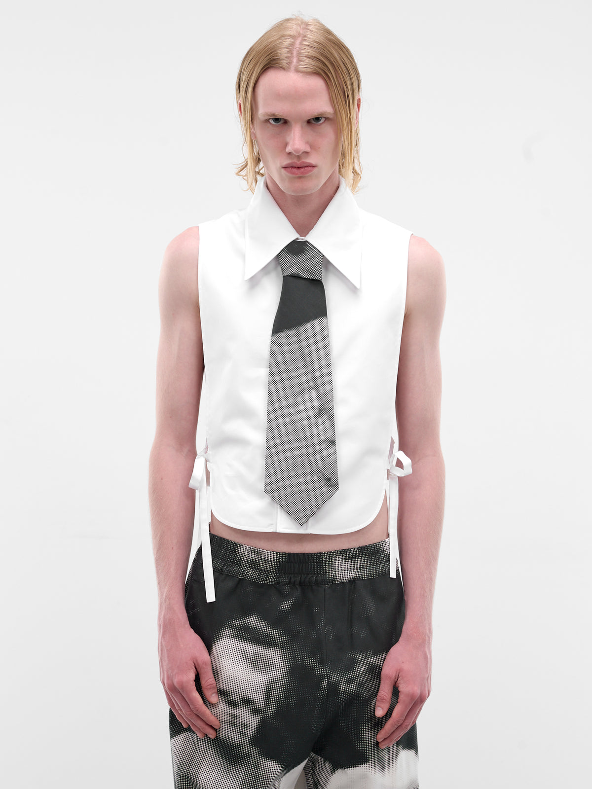 Glitch Print Wide Walter Tie (9035-WALTER-CC22-BLACK-WHITE