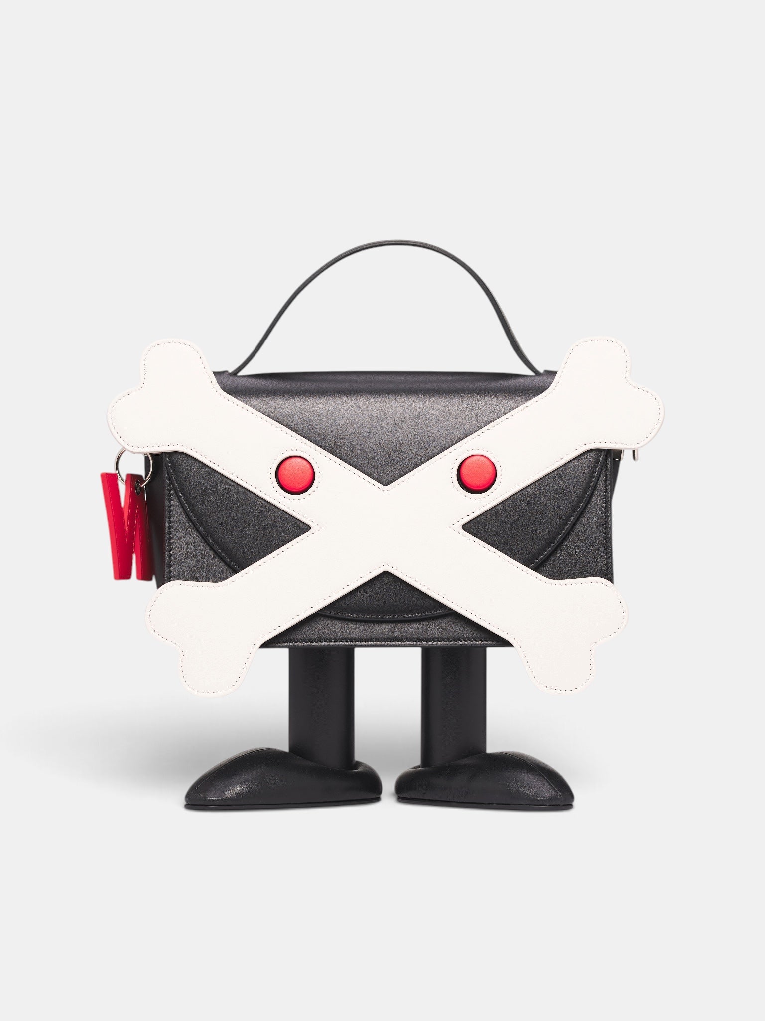 Black Leather Bone Friend Bag (9042-BONE-FRIEND-COMB-I-BLACK)