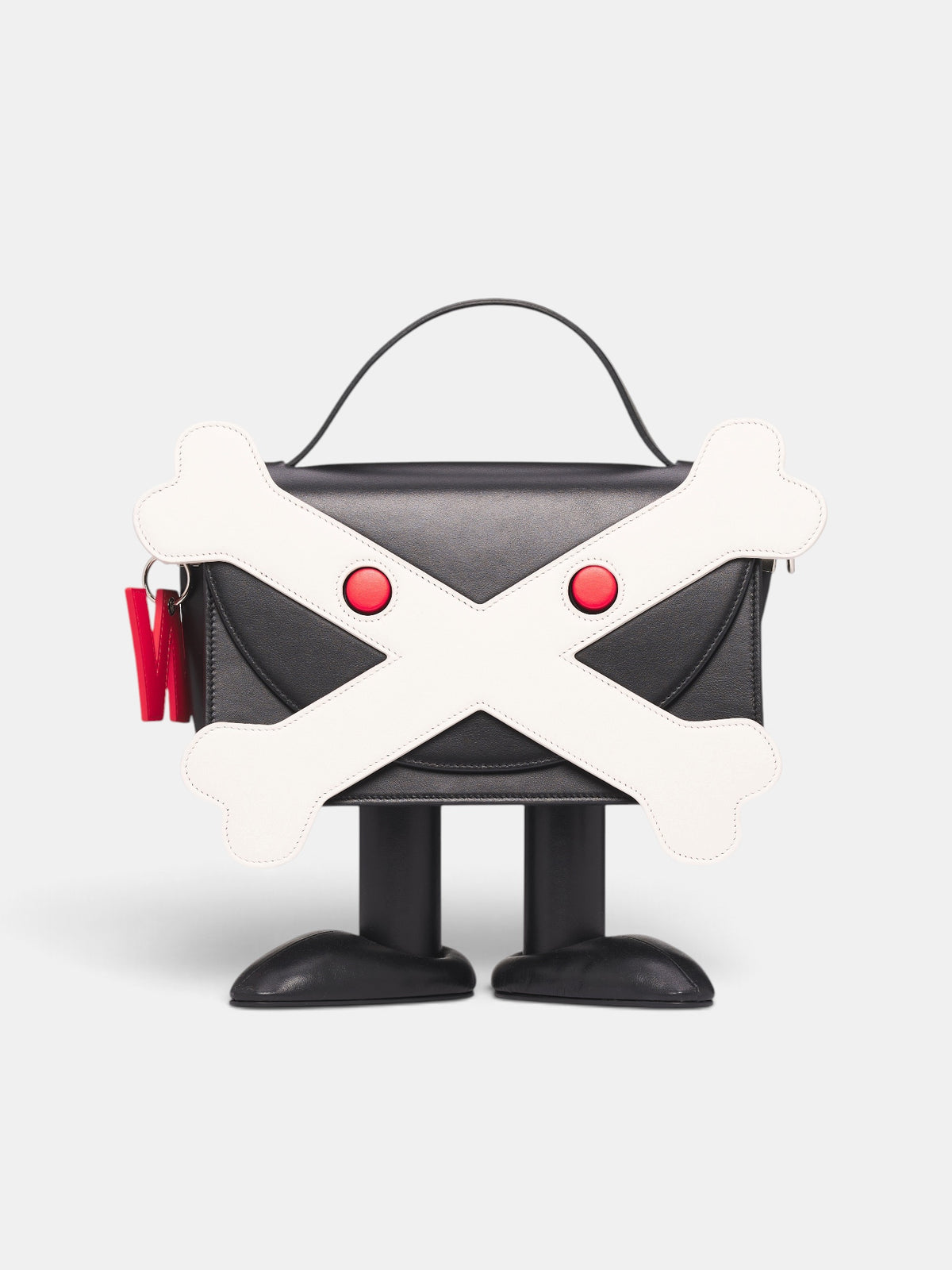Black Leather Bone Friend Bag (9042-BONE-FRIEND-COMB-I-BLACK)