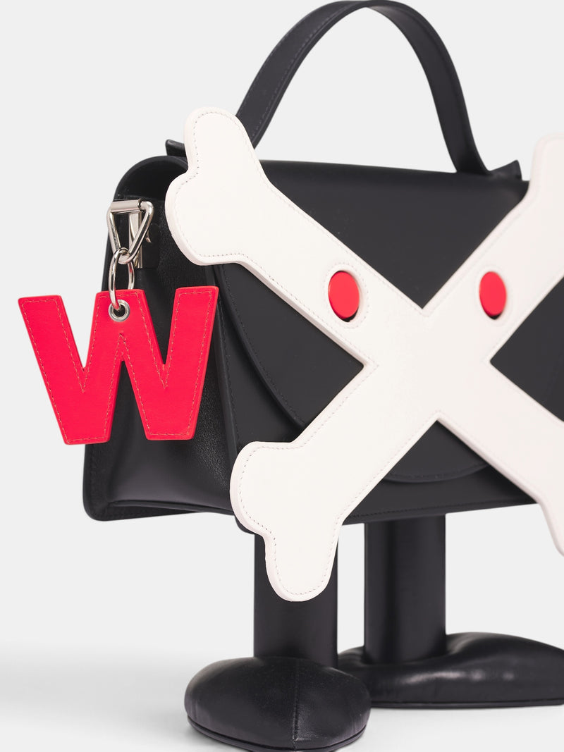 Black Leather Bone Friend Bag (9042-BONE-FRIEND-COMB-I-BLACK)