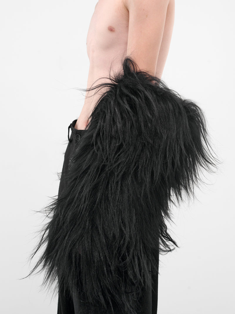 Black Long Goat Fur Gloves (917ACU17-BLACK)