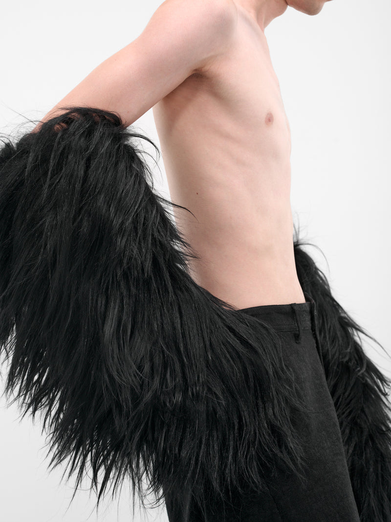 Black Long Goat Fur Gloves (917ACU17-BLACK)