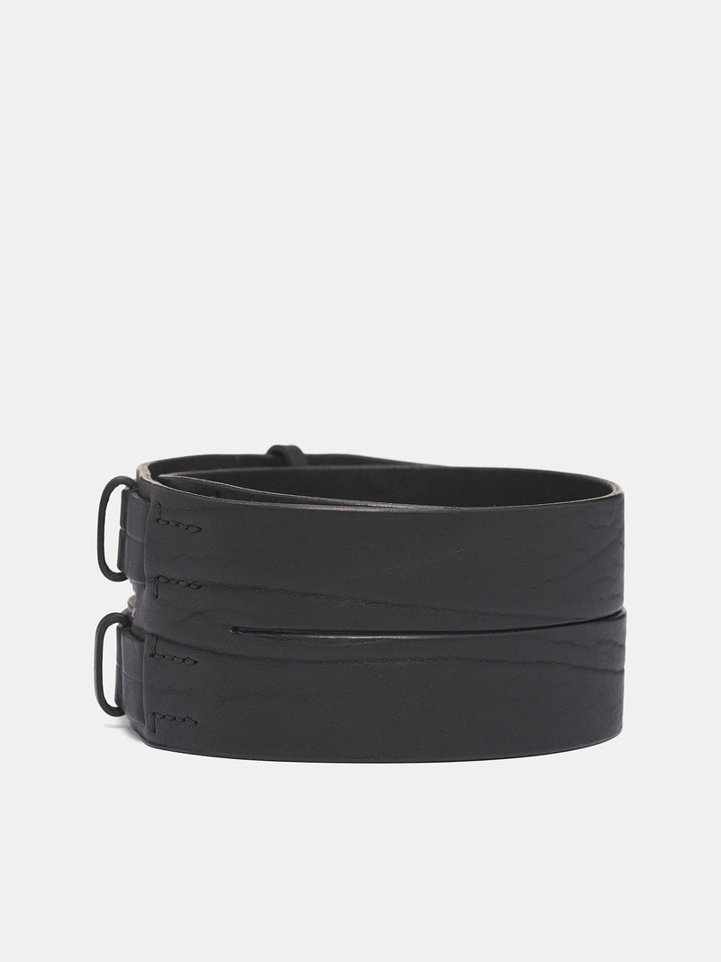 Black Leather Double Buckle Belt (917ACU23-BLACK)