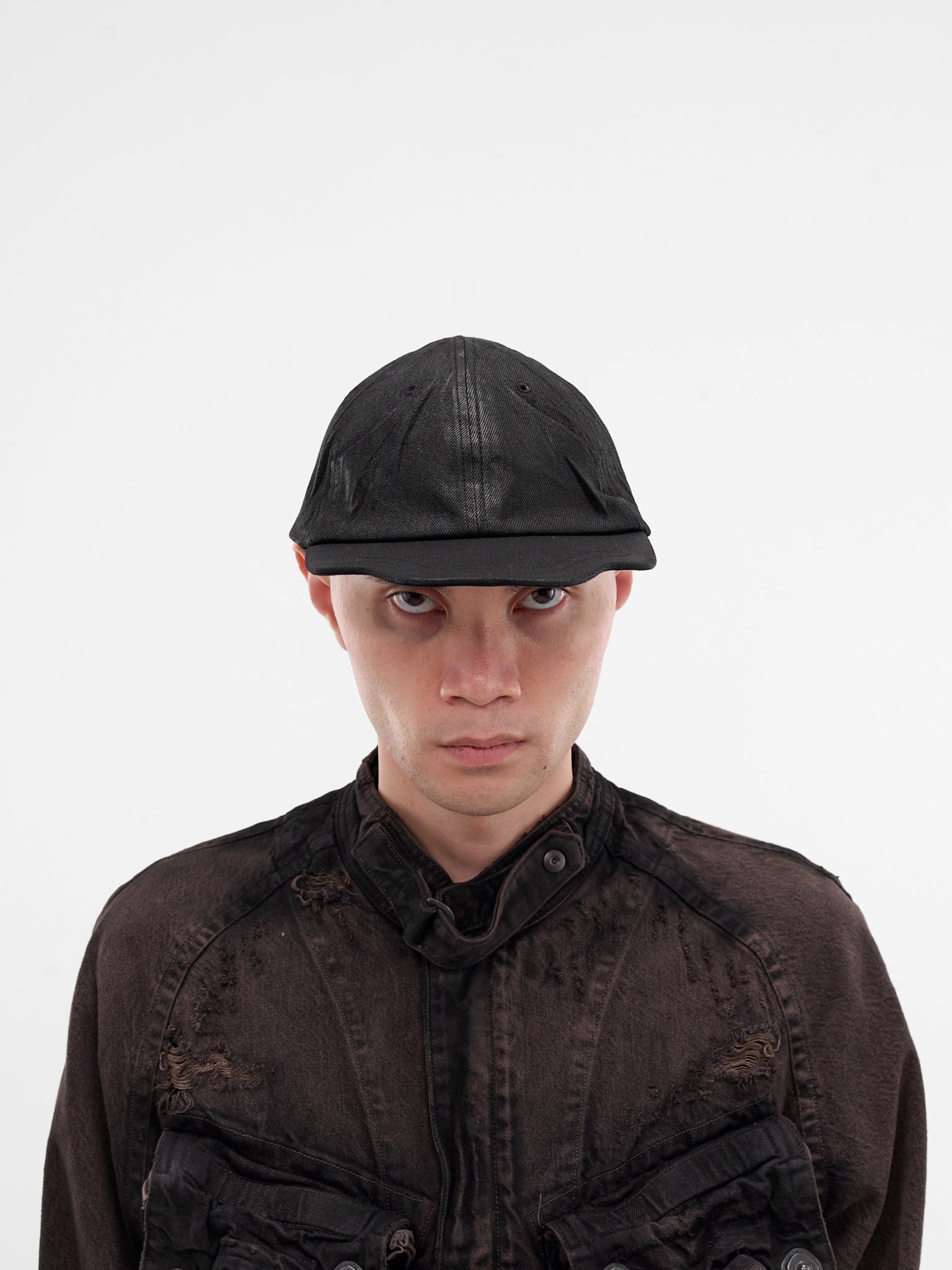 Black Resin Coated Denim Cap (917ACU7-C-BLACK)