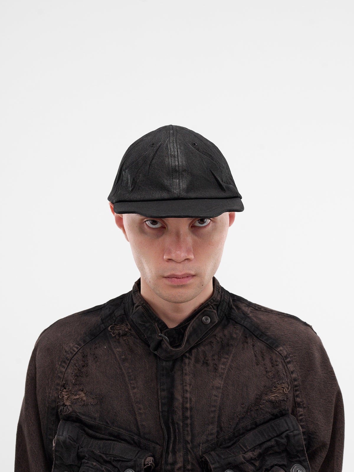Black Resin Coated Denim Cap (917ACU7-C-BLACK)