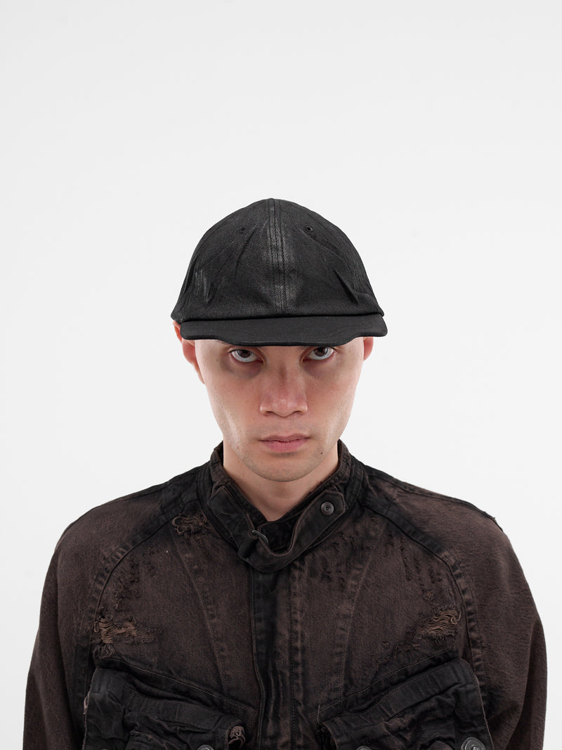 Black Resin Coated Denim Cap (917ACU7-C-BLACK)