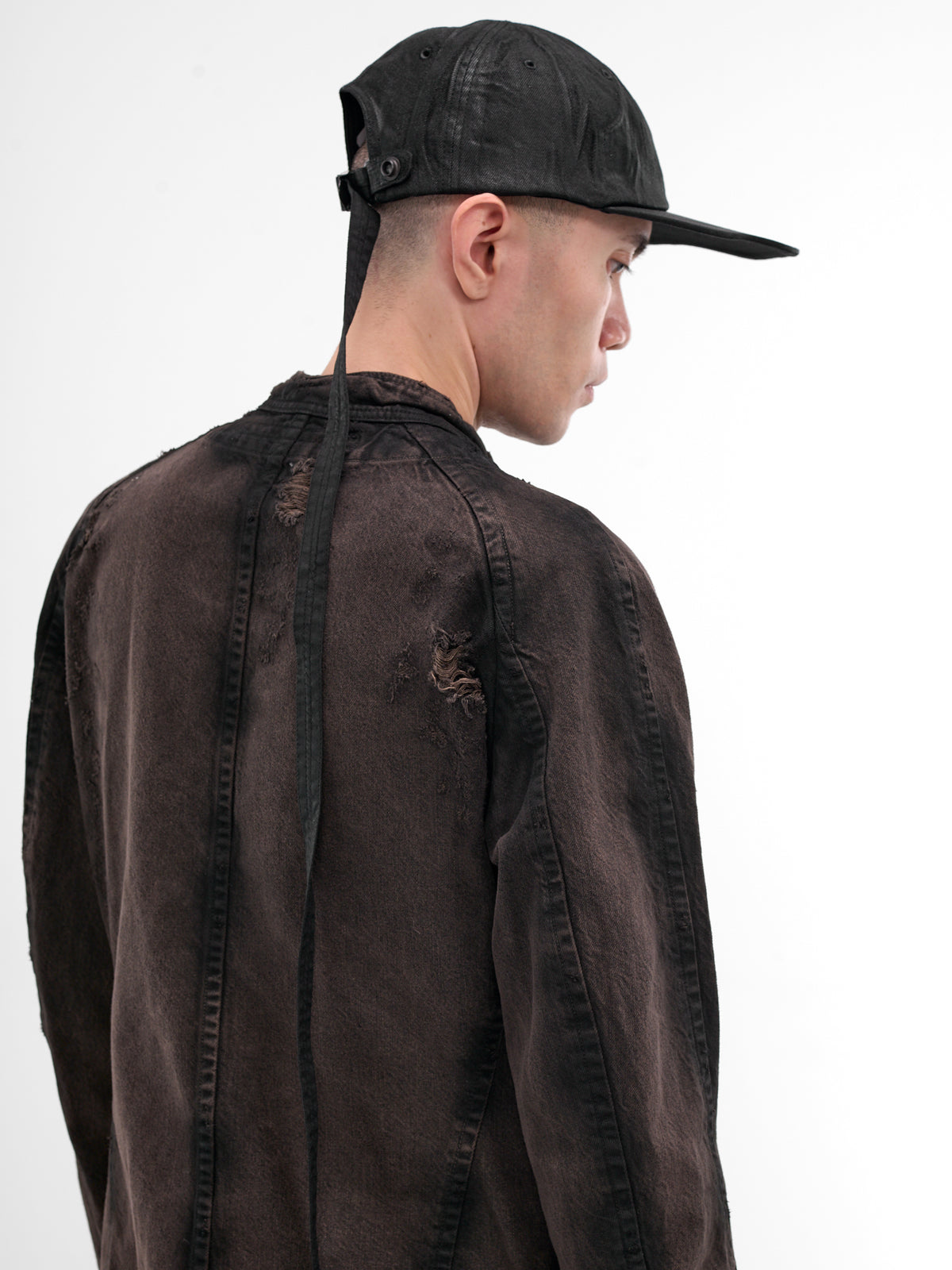 Black Resin Coated Denim Cap (917ACU7-C-BLACK)