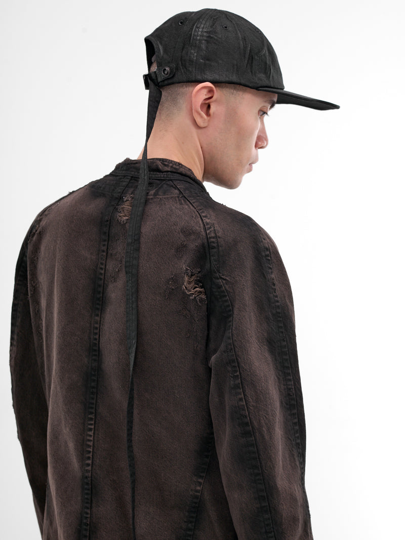 Black Resin Coated Denim Cap (917ACU7-C-BLACK)