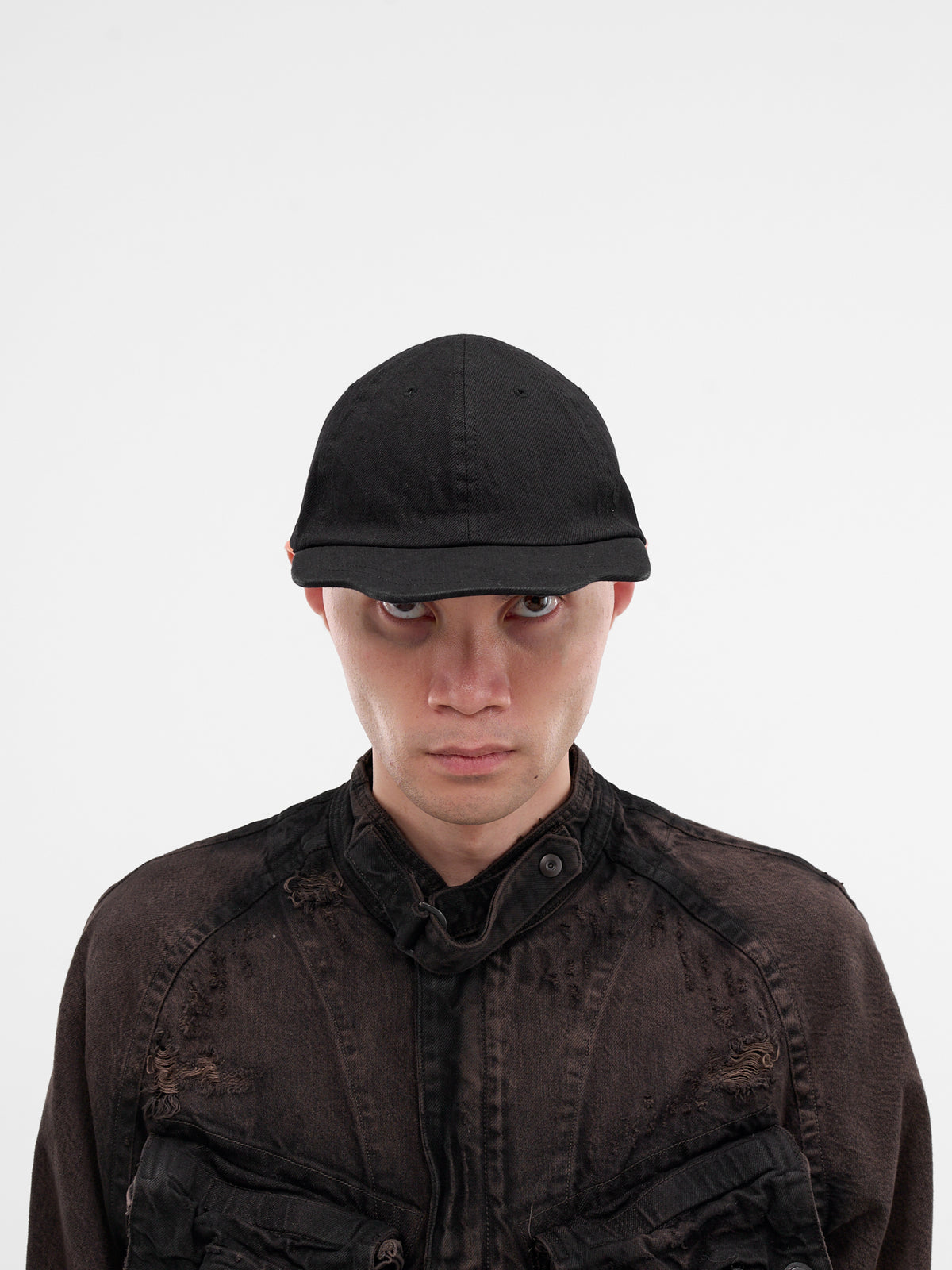 Black Aged Denim Panel Cap (917ACU7-BLACK)