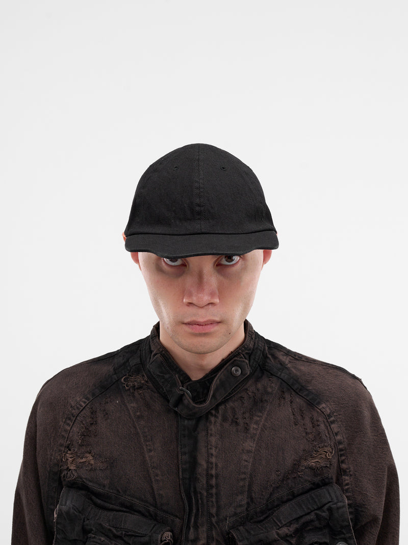Black Aged Denim Panel Cap (917ACU7-BLACK)
